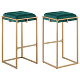 Coaster Nadia Square Padded Seat Bar Stool (Set of 2) Hunter Green and Gold Model 183648
